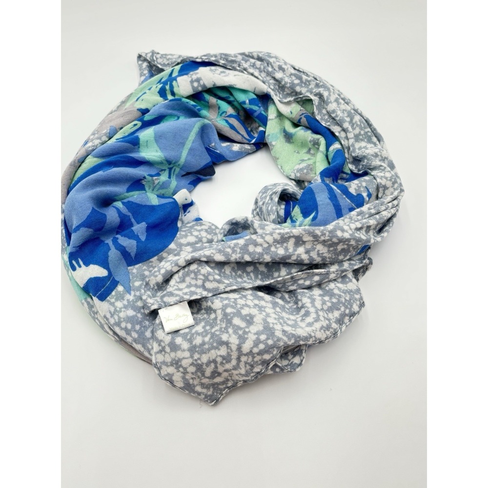 Vera Bradley Blue Green Floral Scarf Lightweight Rayon Wrap Shawl Boho‎ Coastal